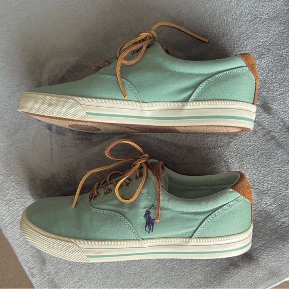 Polo Ralph Lauren Vaughn Canvas Seafoam Green Shoes sneakers Mens 9D Blue Pony - Picture 6 of 12